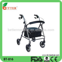 Aluminum rolling rollator 4 wheels walker for elderly and handicapped